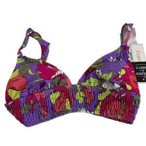 5 for $25| Hula Honey Floral Stretch Ruffle Swimsuit Top Size XS NWT